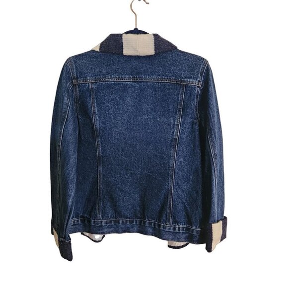 Pearly Vine Unique Sweater Denim Jean Jacket Size S - Picture 2 of 8